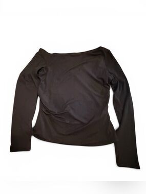 Qincen Top Black Long-Sleeve Shirt Boatneck Women’s Size Large